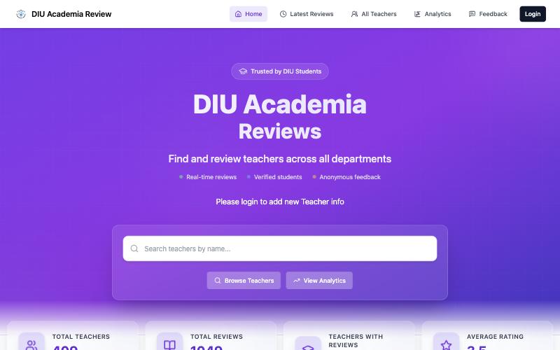 DIU Academia Review screenshot